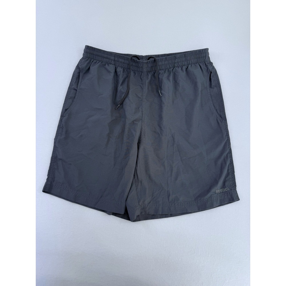 Reebok Mens Gray Ripstop Athletic Shorts Elastic Drawstring Pockets Size Medium